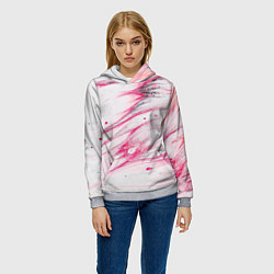 Толстовка-худи женская Красные разводы, цвет: 3D-меланж — фото 2