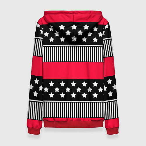 Женская толстовка Red and black pattern with stripes and stars / 3D-Красный – фото 2