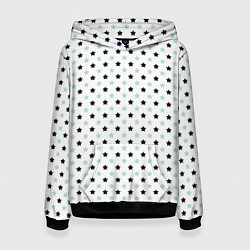 Женская толстовка Бирюзовые, черные звезды на белом