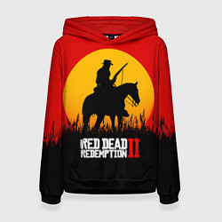 Толстовка-худи женская Red Dead Redemption 2 - закат, цвет: 3D-черный