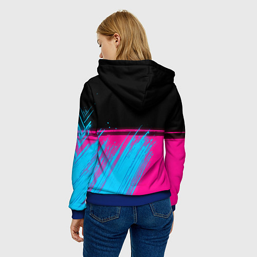 Женская толстовка GTA - neon gradient: символ сверху / 3D-Синий – фото 4