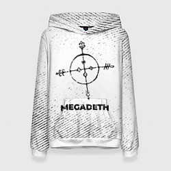 Толстовка-худи женская Megadeth с потертостями на светлом фоне, цвет: 3D-белый