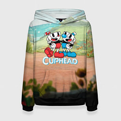 Толстовка-худи женская Cuphead природа, цвет: 3D-черный