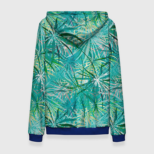 Женская толстовка Тропические листья на зеленом фоне / 3D-Синий – фото 2