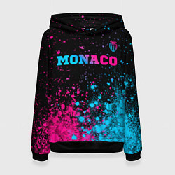 Толстовка-худи женская Monaco - neon gradient: символ сверху, цвет: 3D-черный