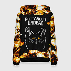 Женская толстовка Hollywood Undead рок кот и огонь