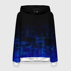 Толстовка-худи женская Однотонный черный и темно синий гранжевый градиент, цвет: 3D-белый