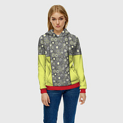 Толстовка-худи женская Абстрактный узор с неоновыми вставками, цвет: 3D-красный — фото 2