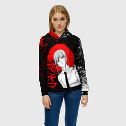 Толстовка-худи женская Человек-бензопила - манга - Макима, цвет: 3D-черный — фото 2