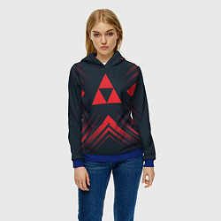 Толстовка-худи женская Красный символ Zelda на темном фоне со стрелками, цвет: 3D-синий — фото 2