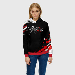 Толстовка-худи женская Stray kids - краска, цвет: 3D-красный — фото 2