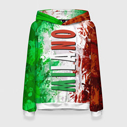 Толстовка-худи женская Флаг Италии - кляксы, цвет: 3D-белый