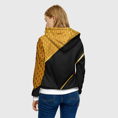 Женская толстовка Герб России на черном фоне с золотыми вставками / 3D-Белый – фото 4