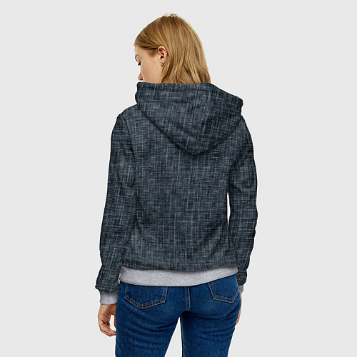 Женская толстовка Черно-синий текстурированный в елочку, под джинсу / 3D-Меланж – фото 4