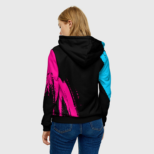 Женская толстовка Manchester City - neon gradient: надпись, символ / 3D-Черный – фото 4