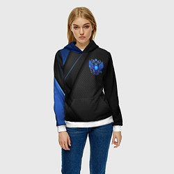 Толстовка-худи женская Черно-синий герб России, цвет: 3D-белый — фото 2