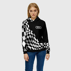 Толстовка-худи женская Audi racing flag, цвет: 3D-черный — фото 2