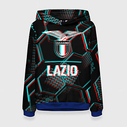 Женская толстовка Lazio FC в стиле glitch на темном фоне