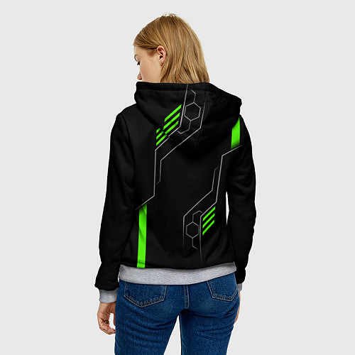 Женская толстовка Samurai - Зеленые технологии / 3D-Меланж – фото 4