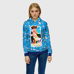 Толстовка-худи женская Доктор Ливси с черепом и ромом, цвет: 3D-синий — фото 2