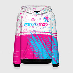 Женская толстовка Peugeot neon gradient style: символ сверху