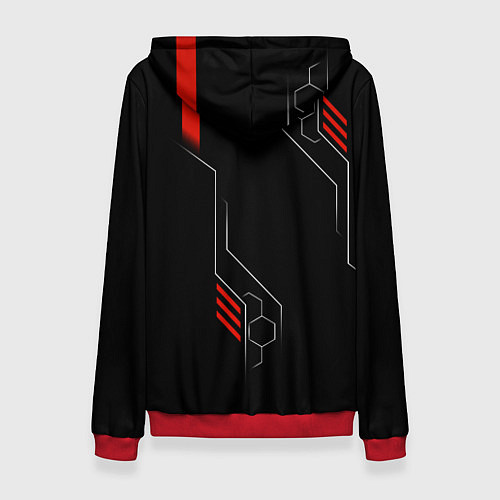 Женская толстовка Samurai - Красный техно - Киберпанк / 3D-Красный – фото 2