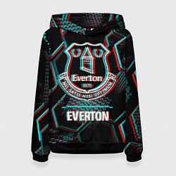 Женская толстовка Everton FC в стиле glitch на темном фоне