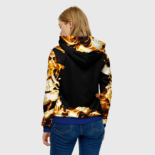 Женская толстовка Metallica рок кот и огонь / 3D-Синий – фото 4