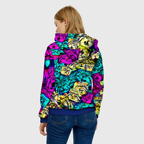 Женская толстовка Психоделические манулы / 3D-Синий – фото 4
