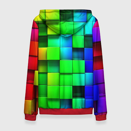 Женская толстовка Цветные неоновые кубы / 3D-Красный – фото 2