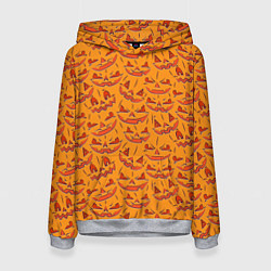 Толстовка-худи женская Halloween Pumpkin Pattern, цвет: 3D-меланж