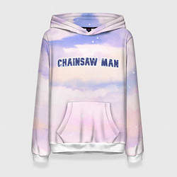 Толстовка-худи женская Chainsaw Man sky clouds, цвет: 3D-белый