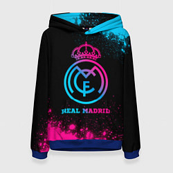 Толстовка-худи женская Real Madrid - neon gradient, цвет: 3D-синий