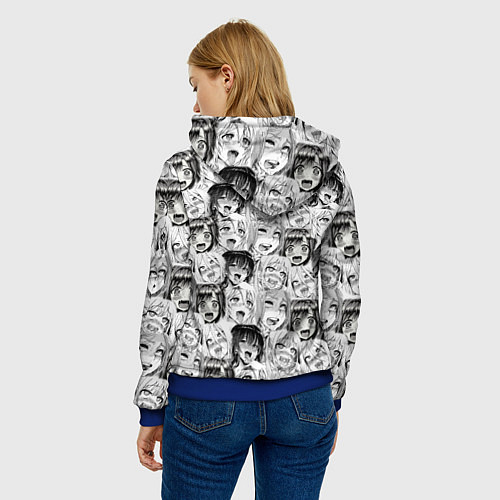 Женская толстовка Разные девушки Ахегао / 3D-Синий – фото 4