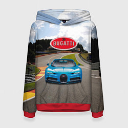 Толстовка-худи женская Bugatti - motorsport - гоночная трасса, цвет: 3D-красный