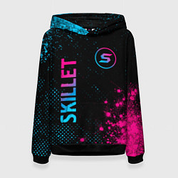 Толстовка-худи женская Skillet - neon gradient: надпись, символ, цвет: 3D-черный