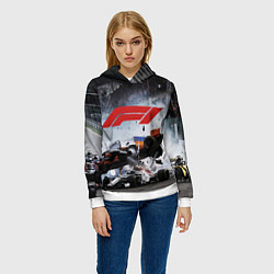 Толстовка-худи женская Формула 1 - ни за что, блин!, цвет: 3D-белый — фото 2
