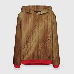 Толстовка-худи женская Деревянная текстура, цвет: 3D-красный