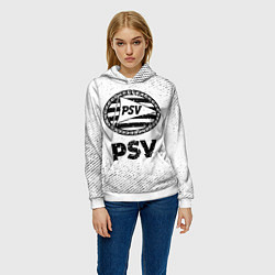 Толстовка-худи женская PSV с потертостями на светлом фоне, цвет: 3D-белый — фото 2