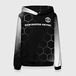 Толстовка-худи женская Manchester United sport на темном фоне: символ све, цвет: 3D-черный
