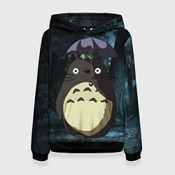 Толстовка-худи женская Totoro in rain forest, цвет: 3D-черный
