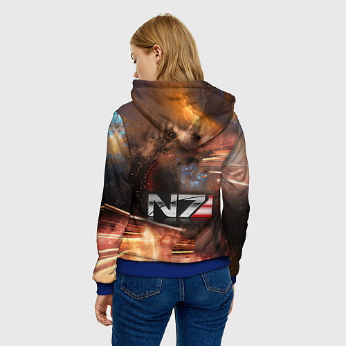 Женская толстовка Mass Effect N7 - Jane Shepard / 3D-Синий – фото 4