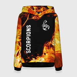 Толстовка-худи женская Scorpions и пылающий огонь, цвет: 3D-черный