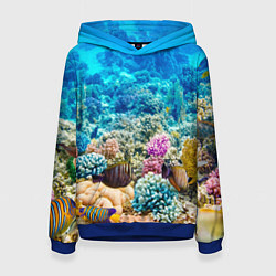 Толстовка-худи женская Дно морское, цвет: 3D-синий