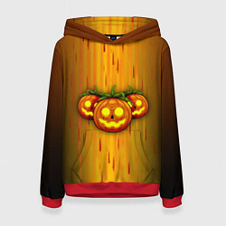 Толстовка-худи женская Тыквы-Хэллоуин, цвет: 3D-красный