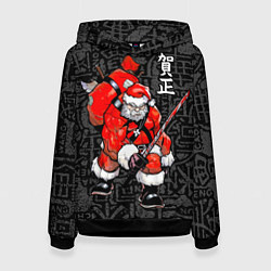 Толстовка-худи женская Santa Claus Samurai, цвет: 3D-черный