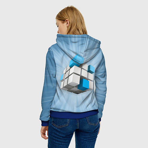 Женская толстовка Трёхцветный кубик Рубика / 3D-Синий – фото 4