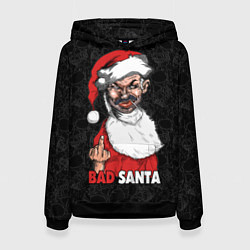 Толстовка-худи женская Fuck you, bad Santa, цвет: 3D-черный