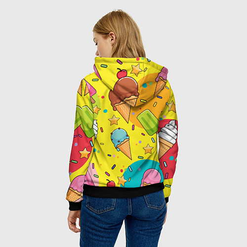 Женская толстовка Мороженое Ice cream / 3D-Черный – фото 4