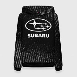 Женская толстовка Subaru с потертостями на темном фоне